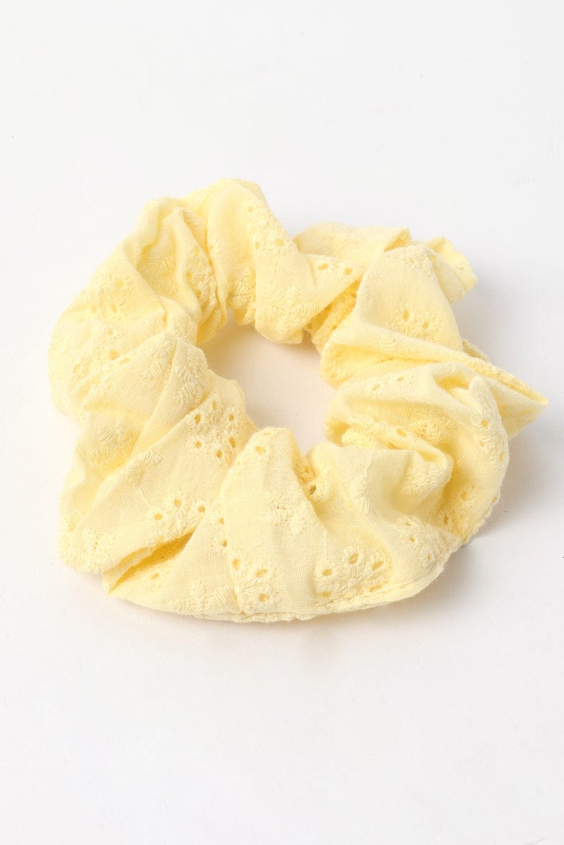 Yellow Eyelet Scrunchies for Ally Fashion