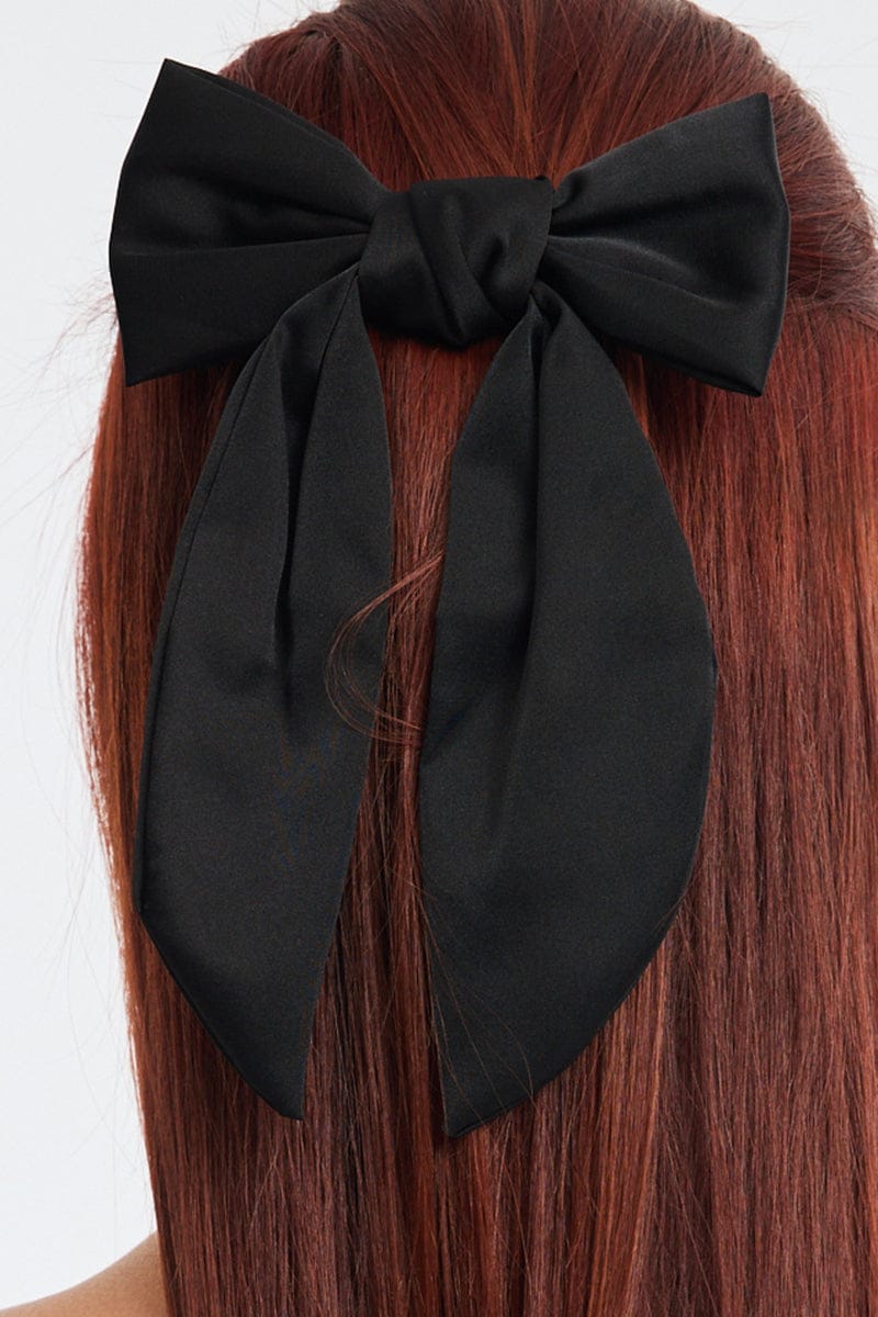 Black Satin Hair Bow for Ally Fashion
