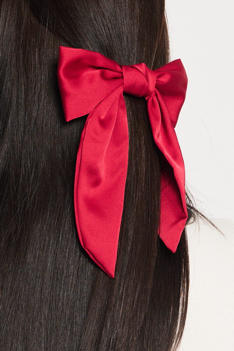 Red Satin Hair Bow for Ally Fashion