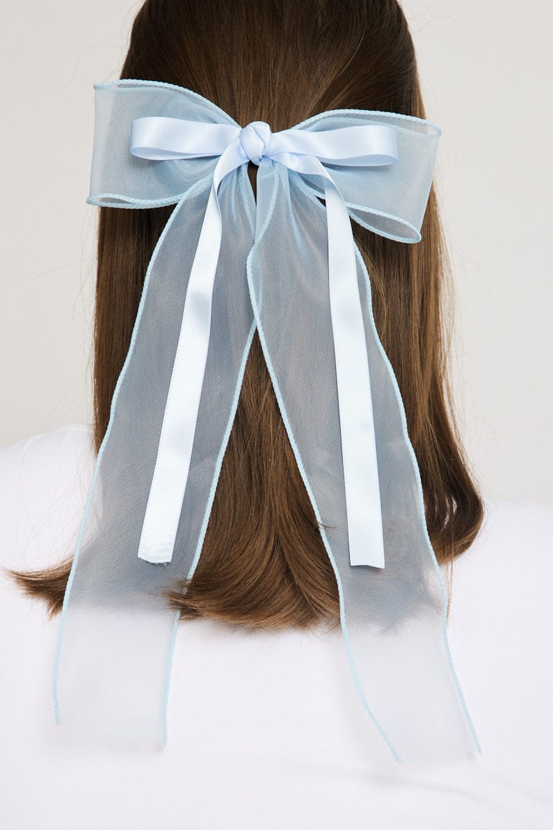 Blue Organza Hair Bow for Ally Fashion