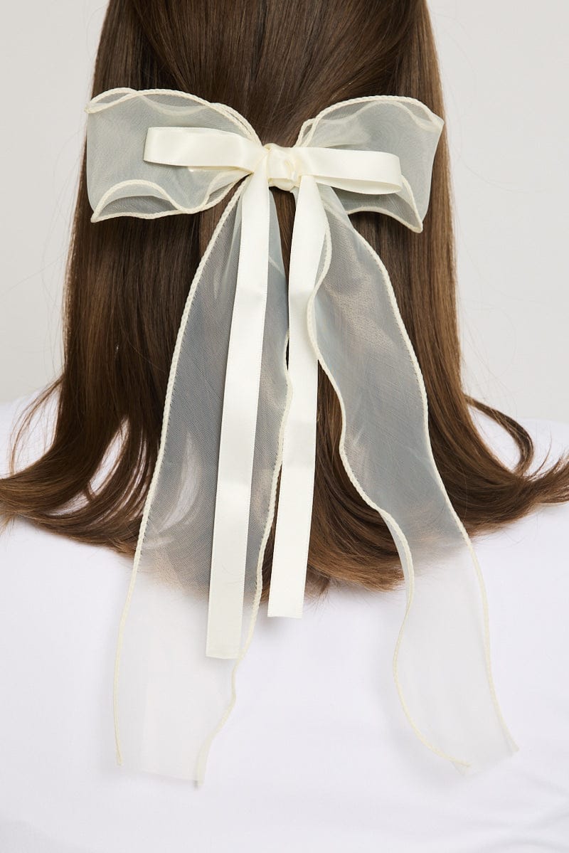White Organza Hair Bow for Ally Fashion