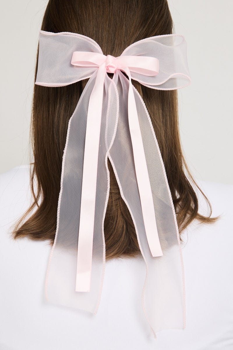 Pink Organza Hair Bow for Ally Fashion