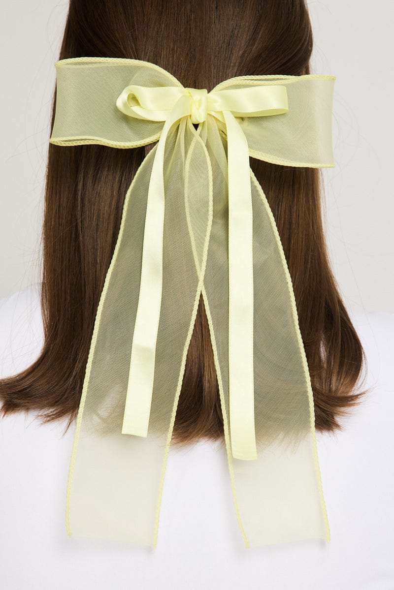Yellow Organza Hair Bow for Ally Fashion