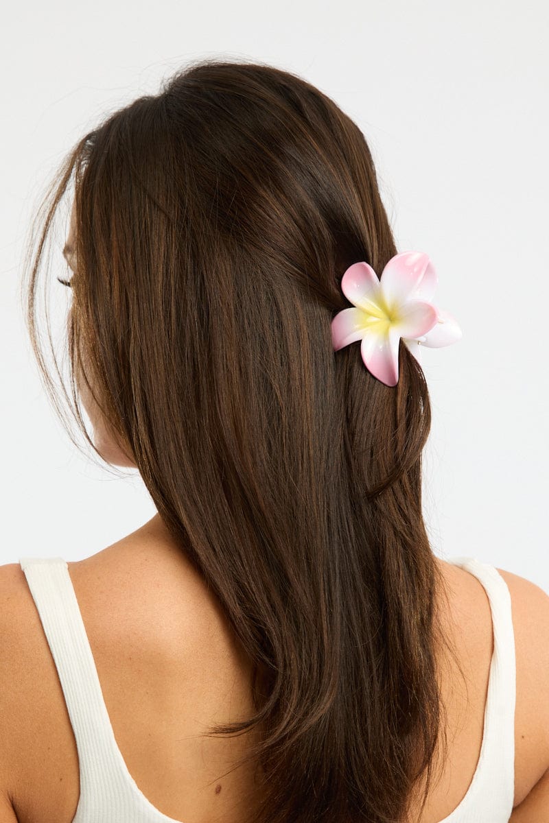 Pink Hibiscus Flower Claw Clip for Ally Fashion