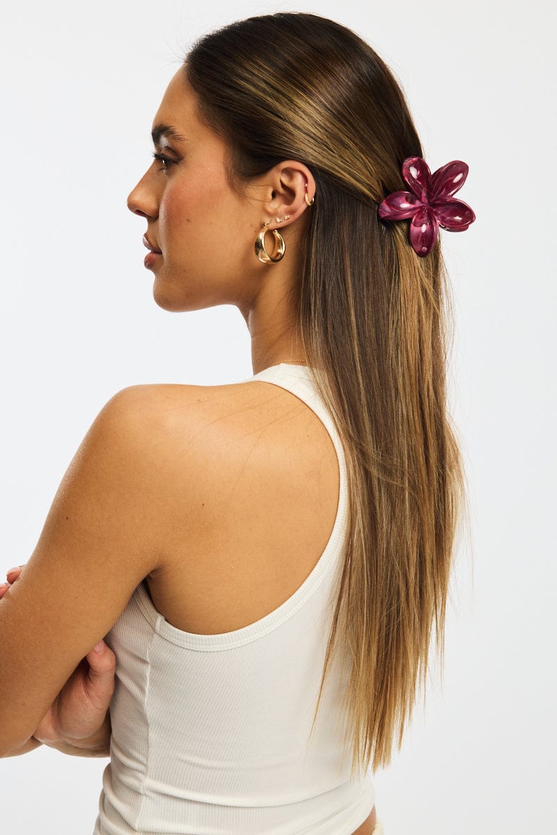 Red Marbled Flower Claw Clip for Ally Fashion