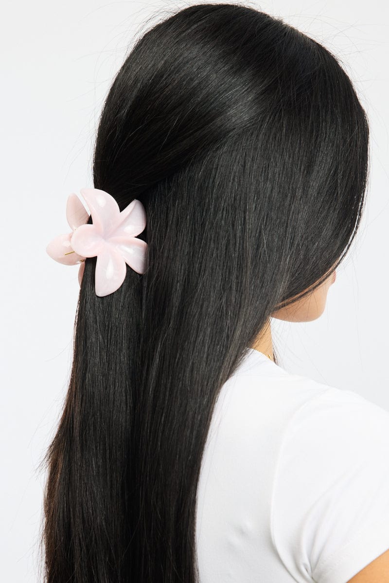 Pink Marbled Flower Claw Clip for Ally Fashion