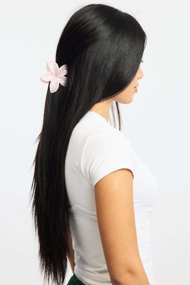 Pink Marbled Flower Claw Clip for Ally Fashion