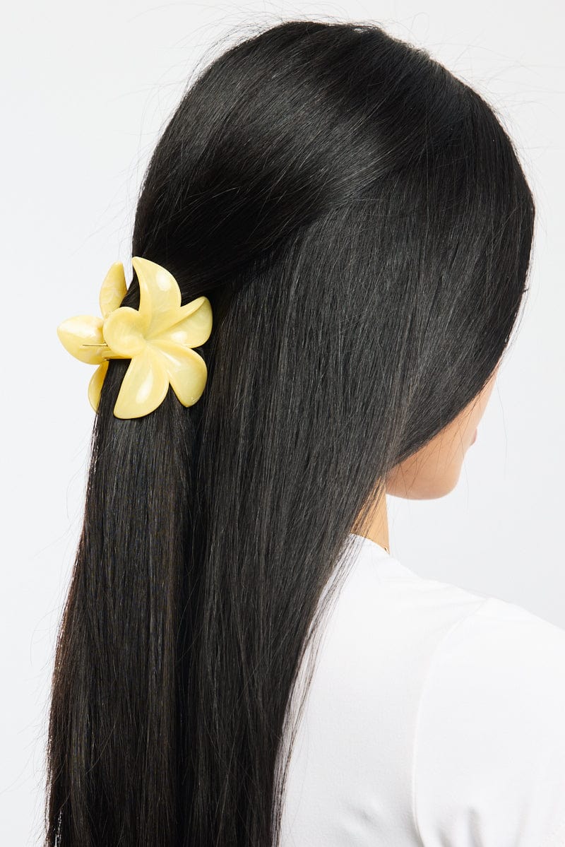 Yellow Marbled Flower Claw Clip for Ally Fashion
