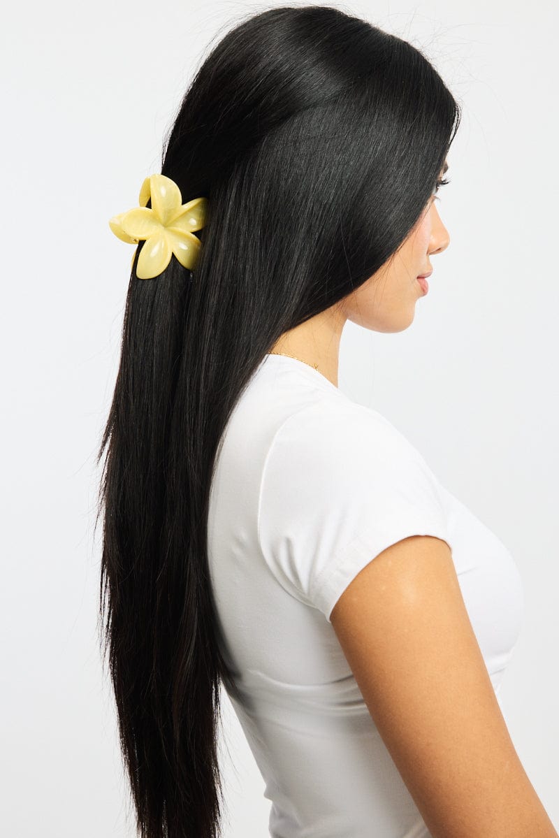 Yellow Marbled Flower Claw Clip for Ally Fashion