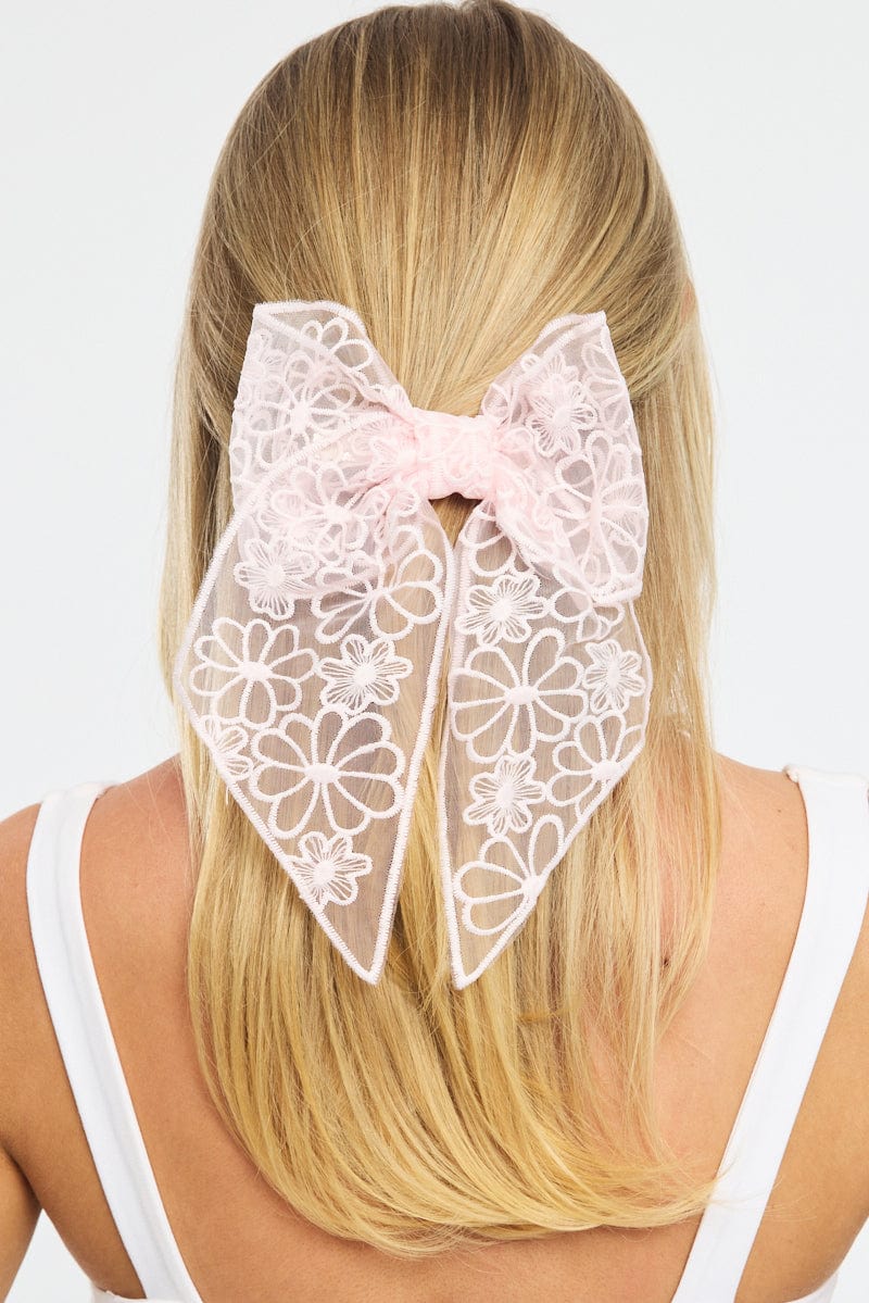 Pink Lace Hair Bow for Ally Fashion