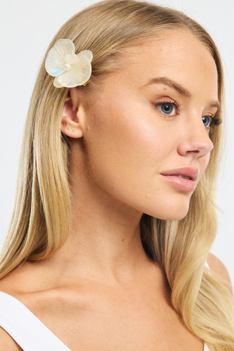 White Orchid Hair Clip for Ally Fashion
