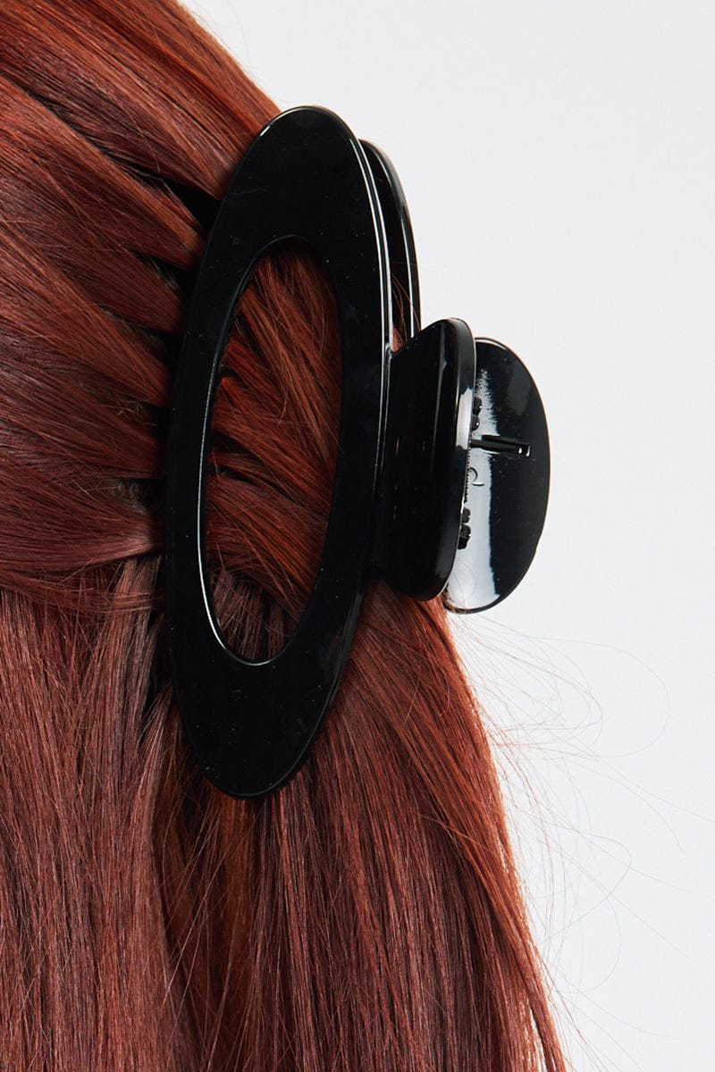 Black Oval Hair Claw Clip for Ally Fashion