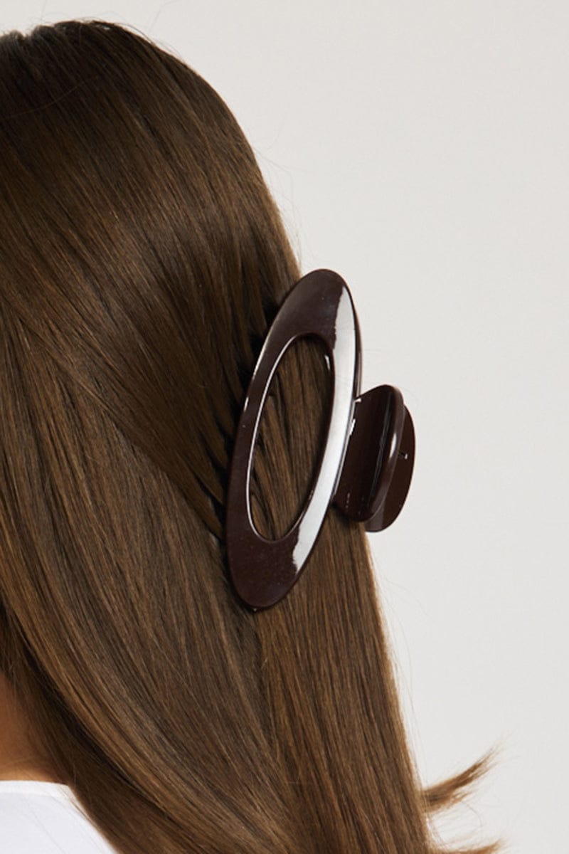 Brown Oval Hair Claw Clip for Ally Fashion