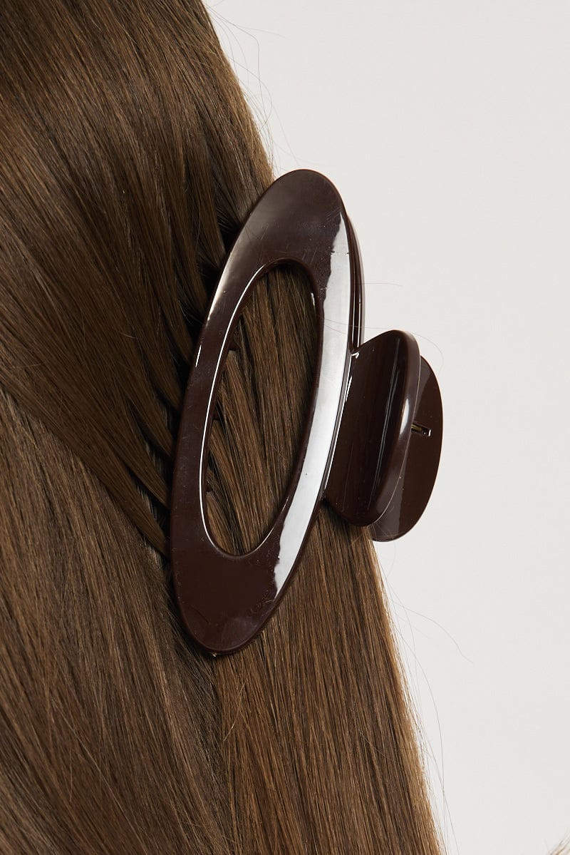 Brown Oval Hair Claw Clip for Ally Fashion