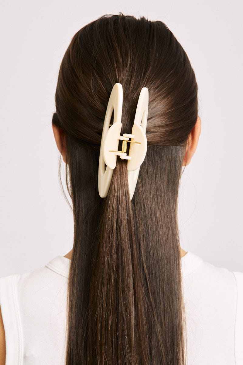 White Oval Hair Claw Clip for Ally Fashion