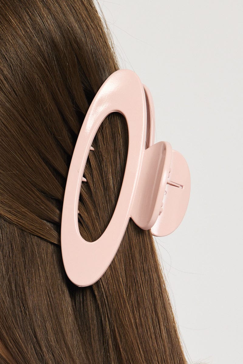 Pink Oval Hair Claw Clip for Ally Fashion