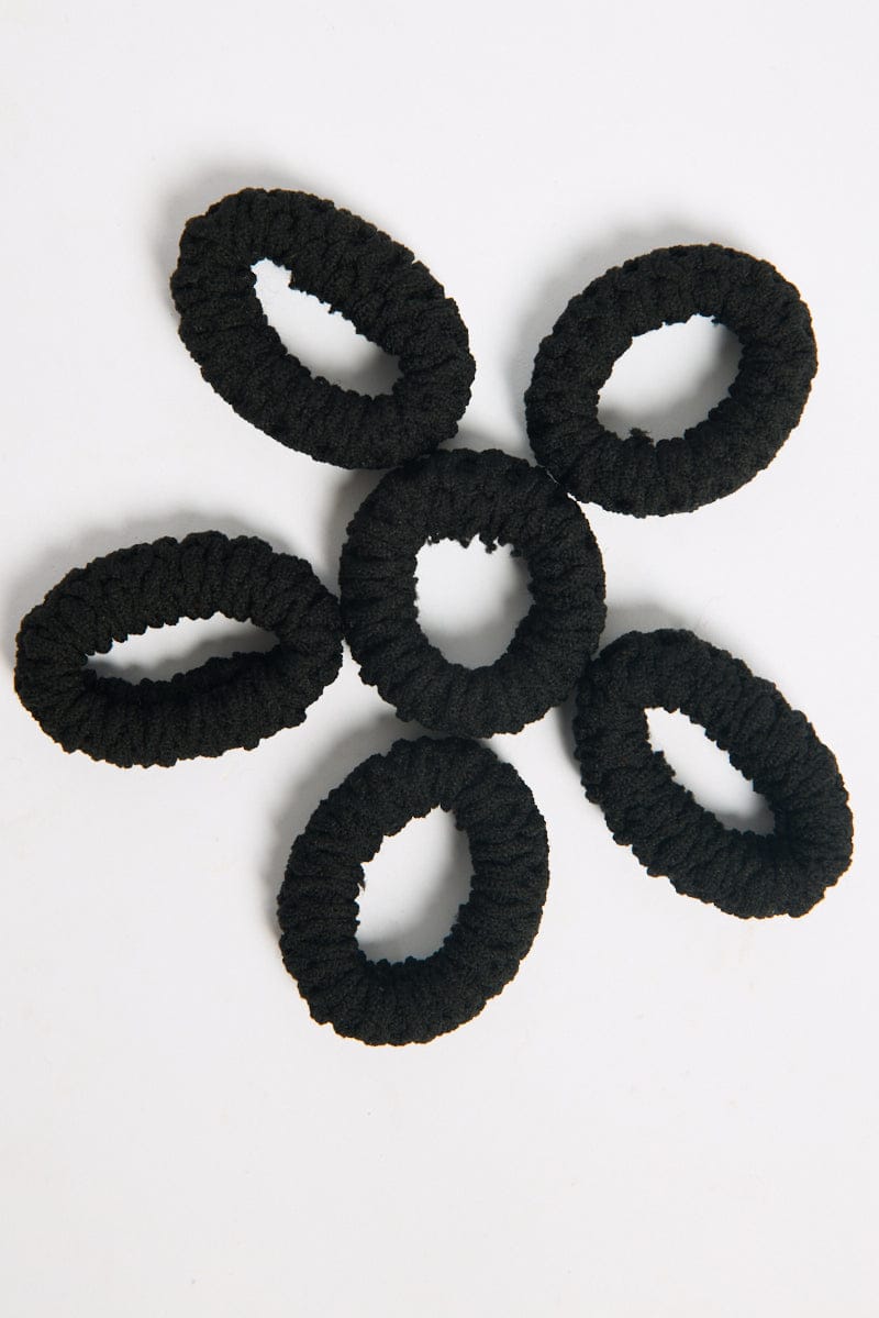 Black 6 Pack Hair Ties for Ally Fashion