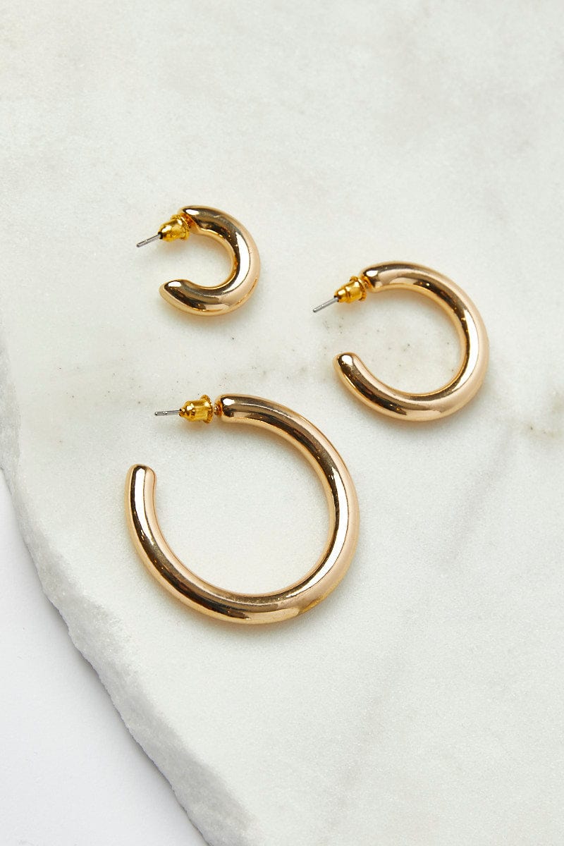 Gold 3 Pack Hoop Earrings for Ally Fashion