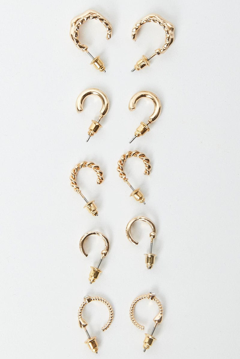 Gold 5 Pack Hoop Earrings for Ally Fashion