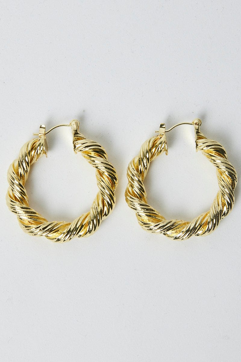 Gold Twist Hoop Earrings for Ally Fashion