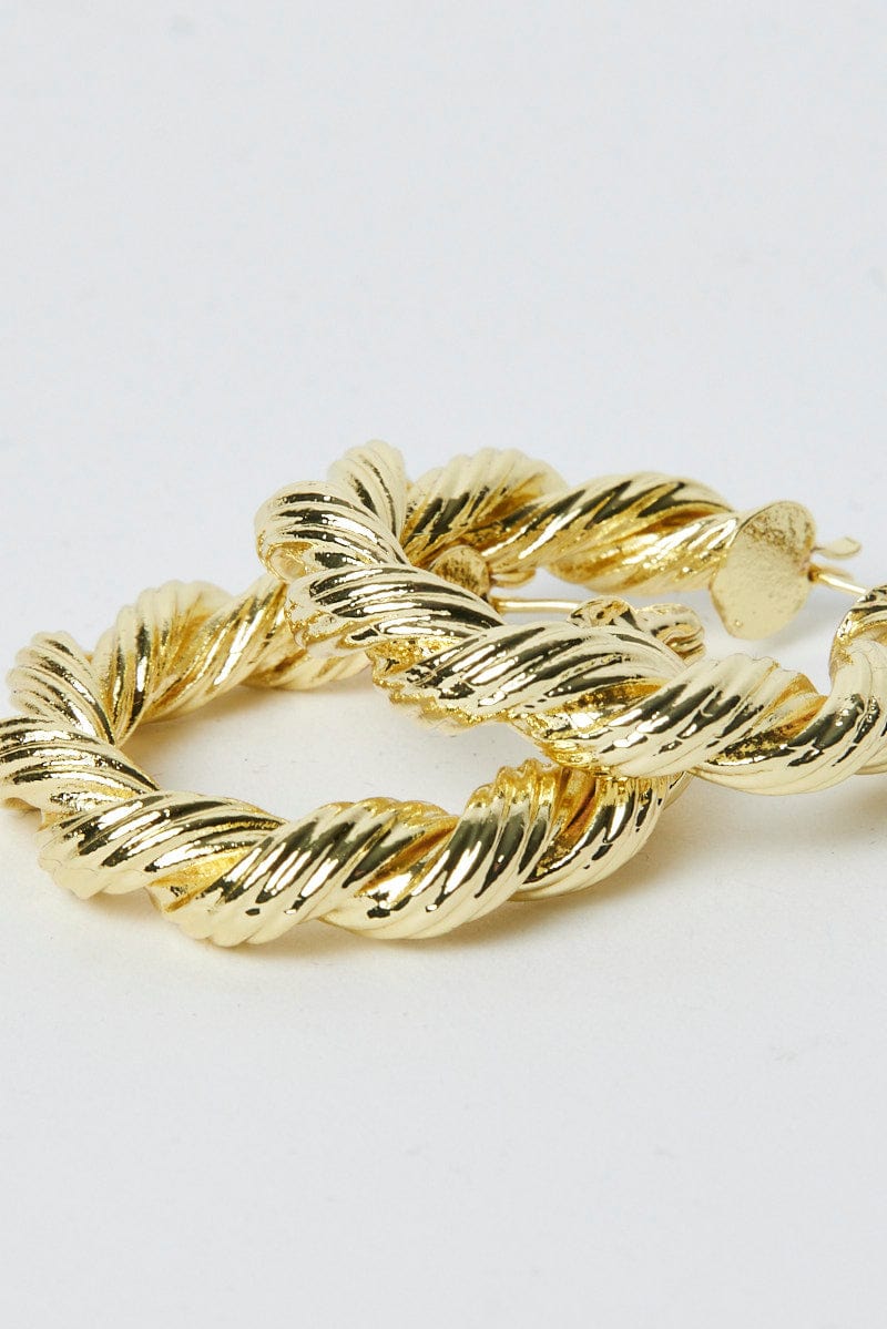 Gold Twist Hoop Earrings for Ally Fashion