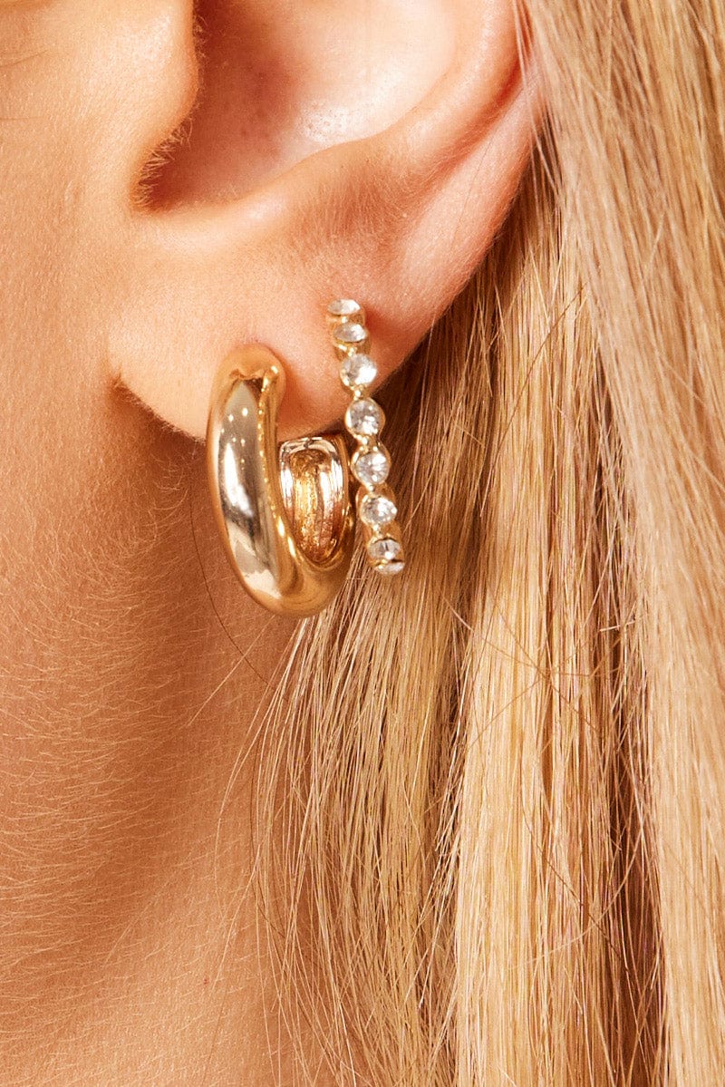 Gold 3 Pack Hoop Earrings for Ally Fashion
