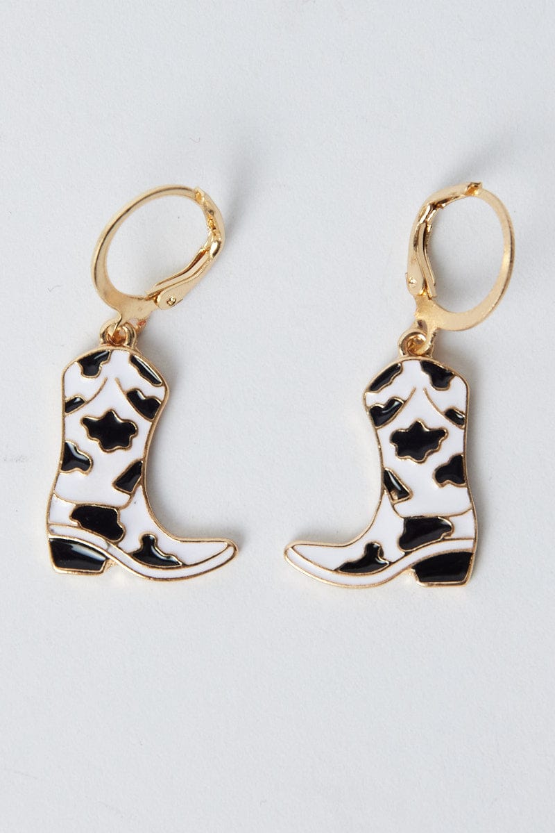 Gold Cowboy Boots Earrings for Ally Fashion