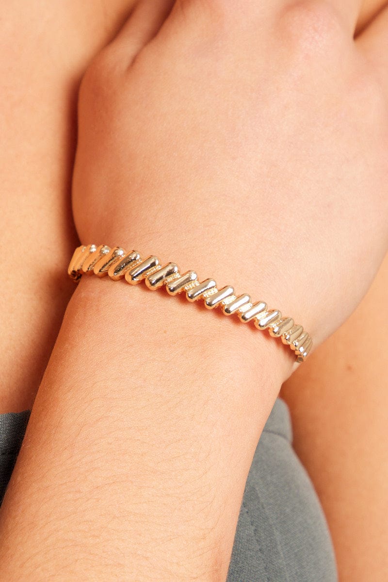 Gold Cuff Bracelet with Twist Design for Ally Fashion