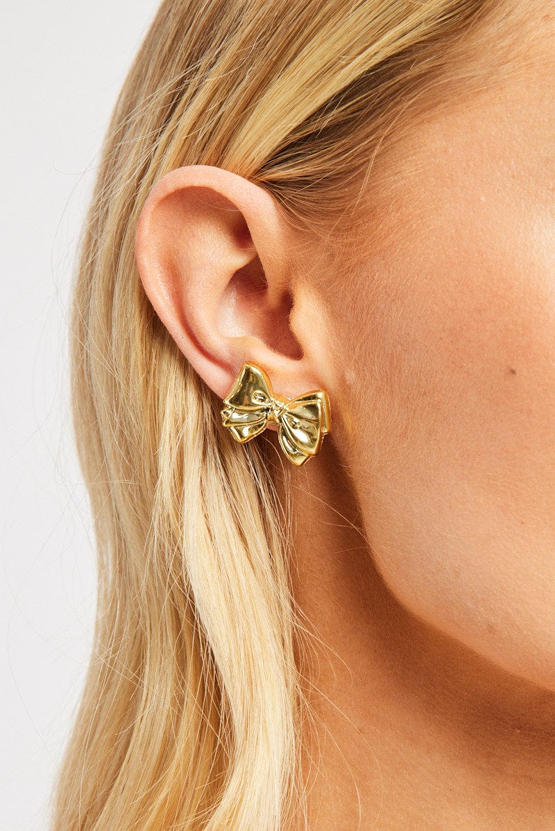 Gold Bow Earrings for Ally Fashion