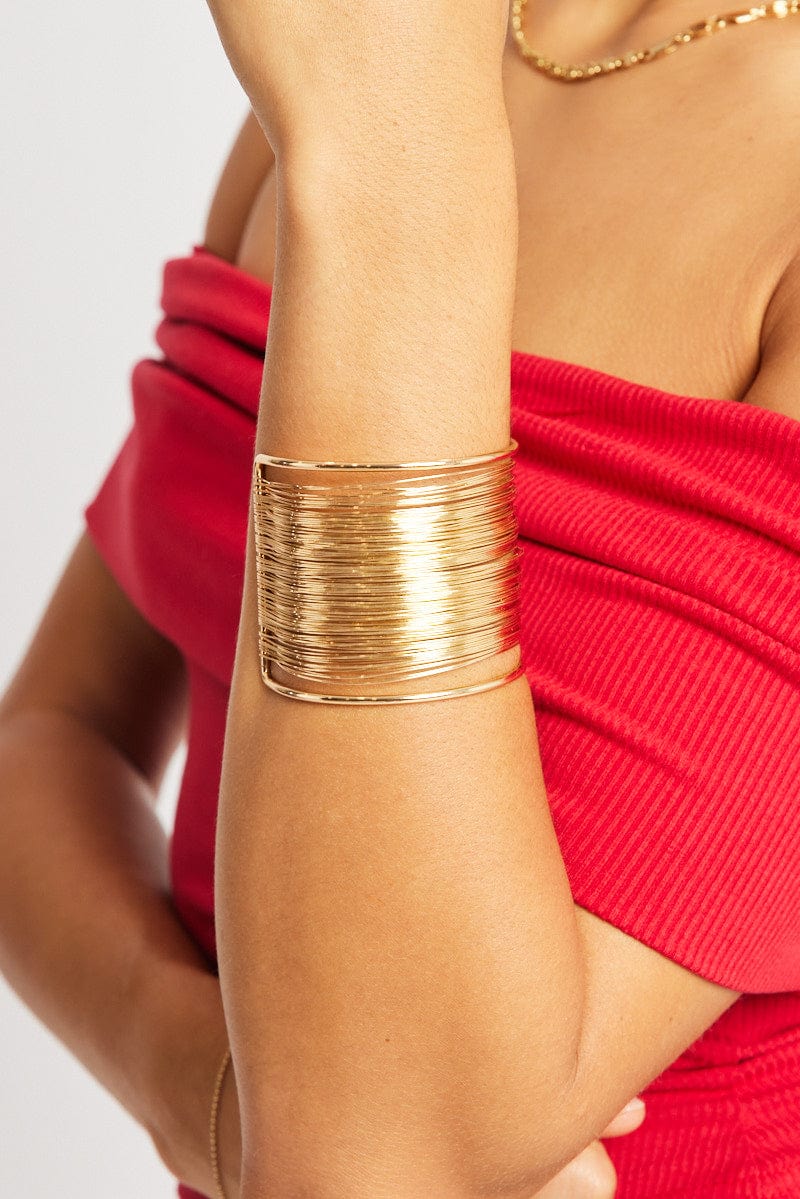 Gold Cuff Bracelet with Wire Design for Ally Fashion