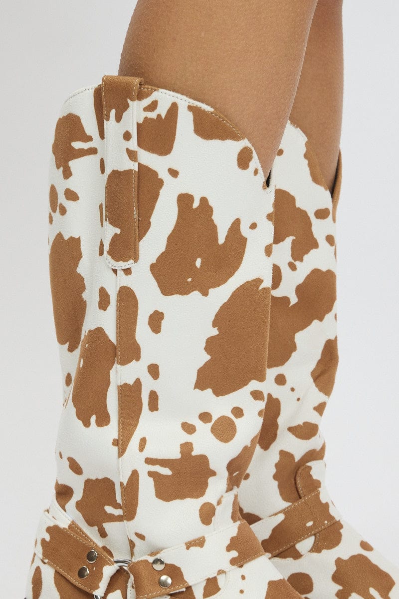 Multi Cow Print Cowboy Boots for Ally Fashion