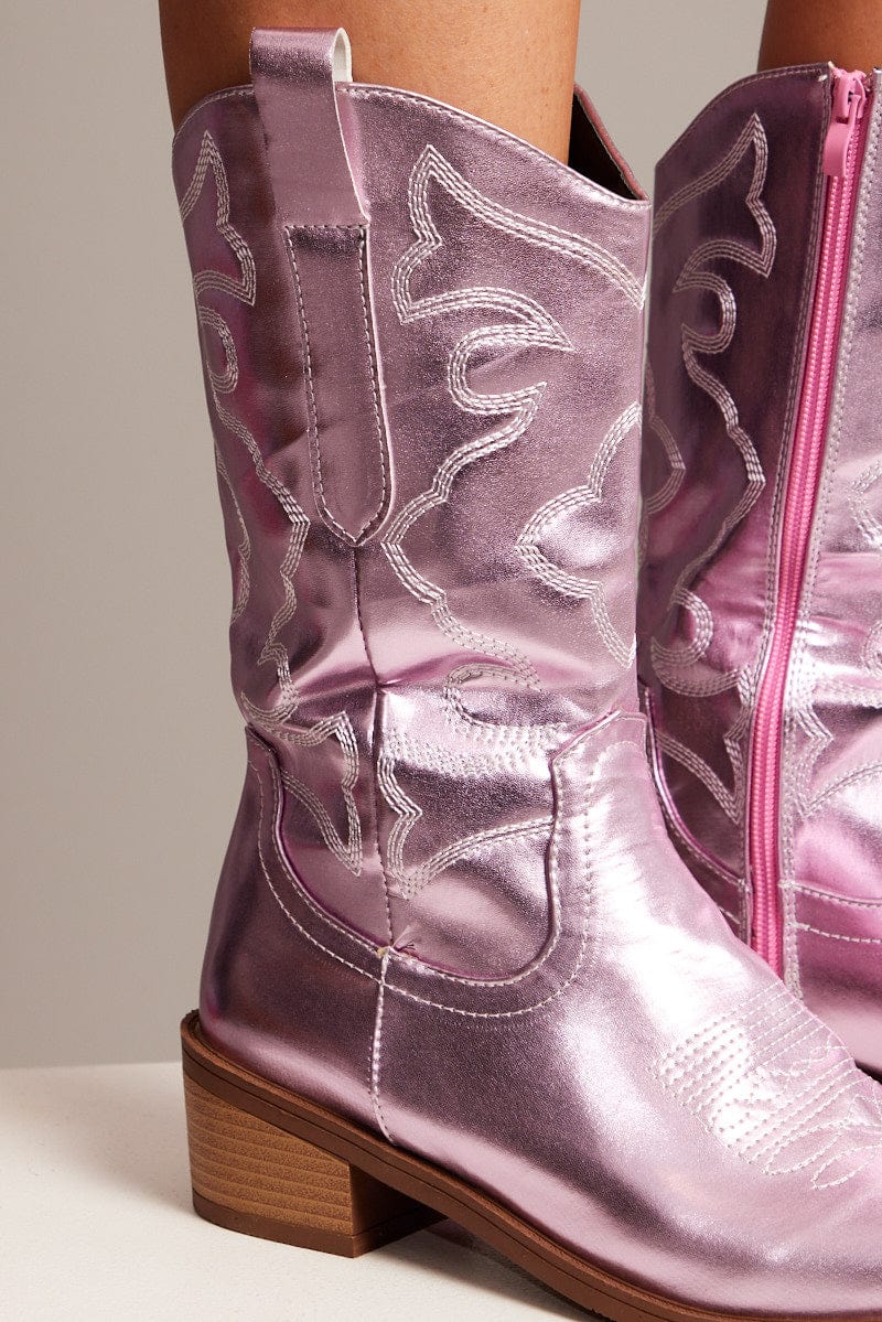 Pink Festival Cowboy Boots for Ally Fashion