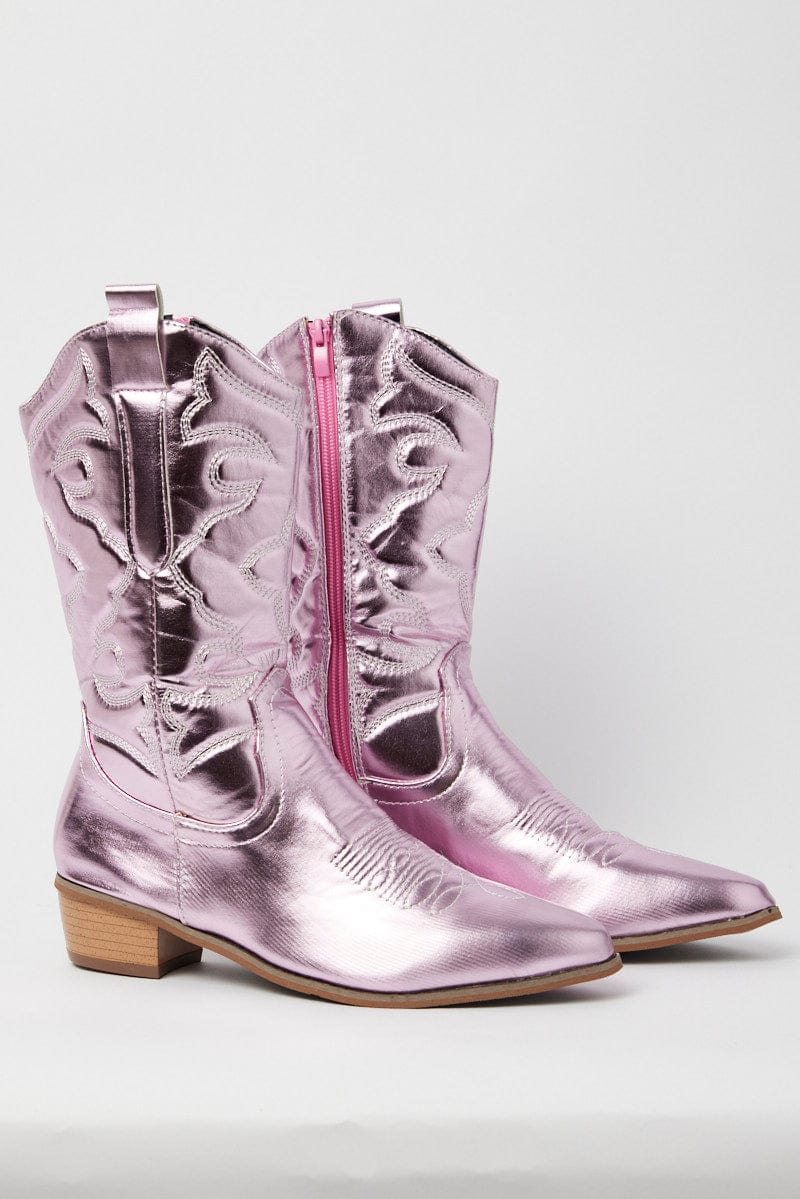 Pink Festival Cowboy Boots for Ally Fashion