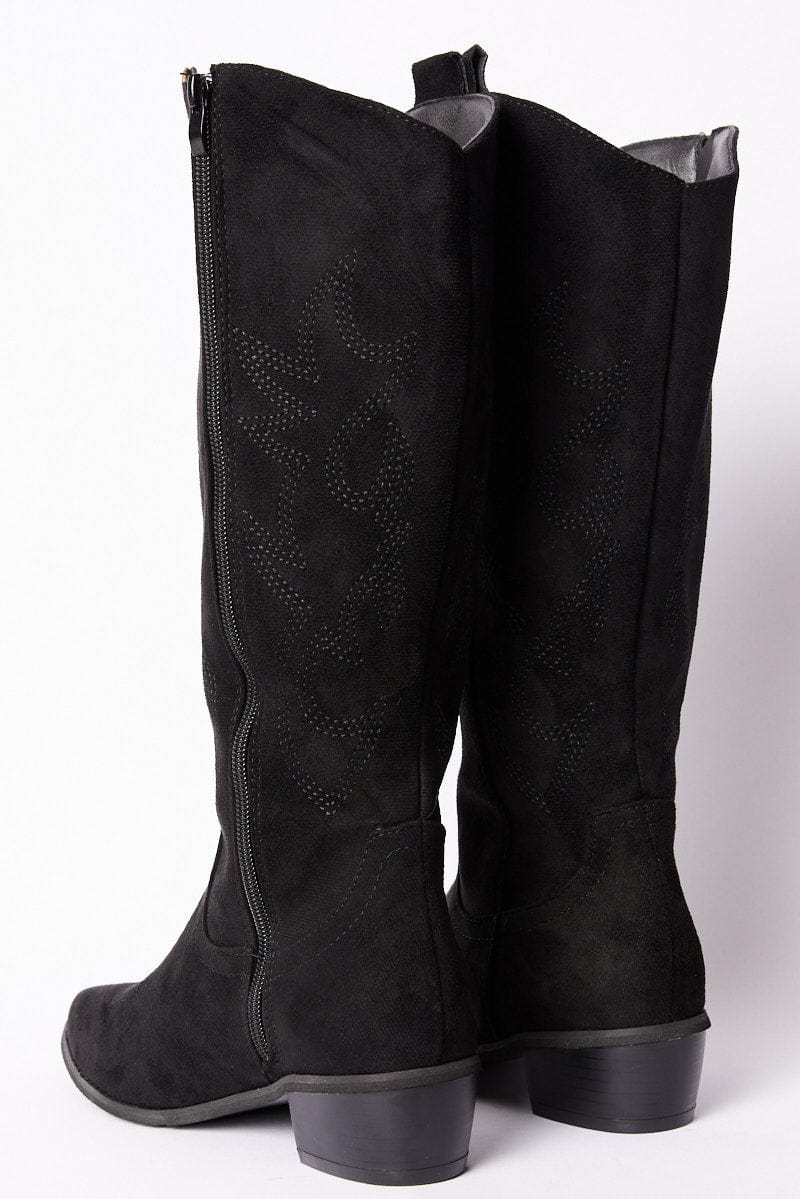 Black Western Boots Suede for Ally Fashion