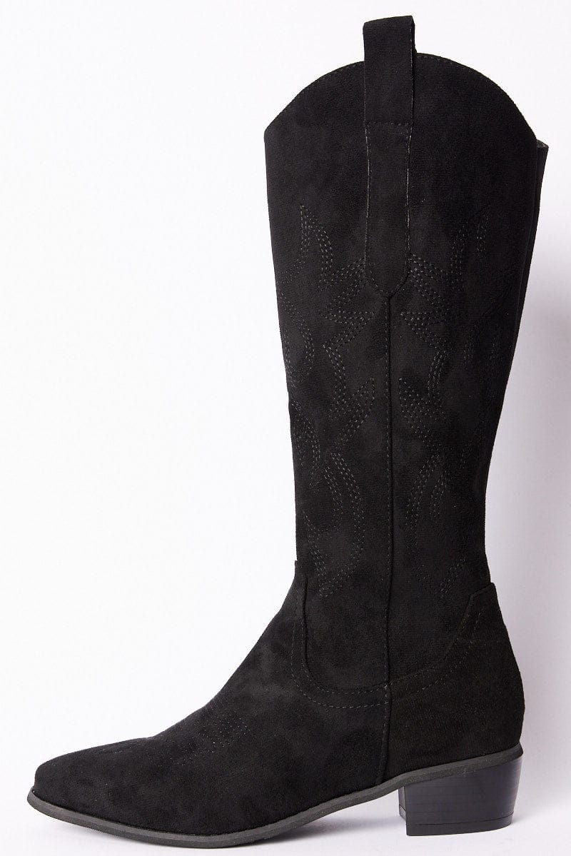 Black Western Boots Suede for Ally Fashion