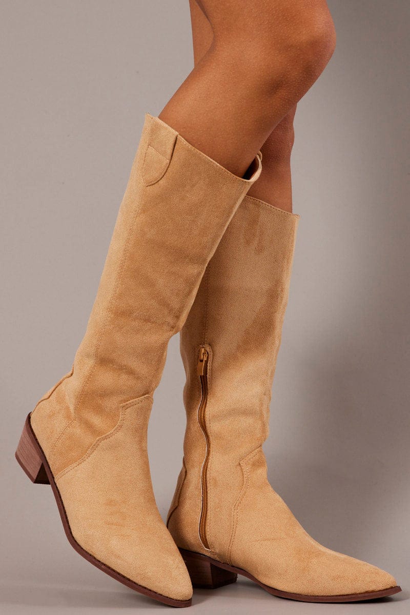 Beige Western Boots for Ally Fashion