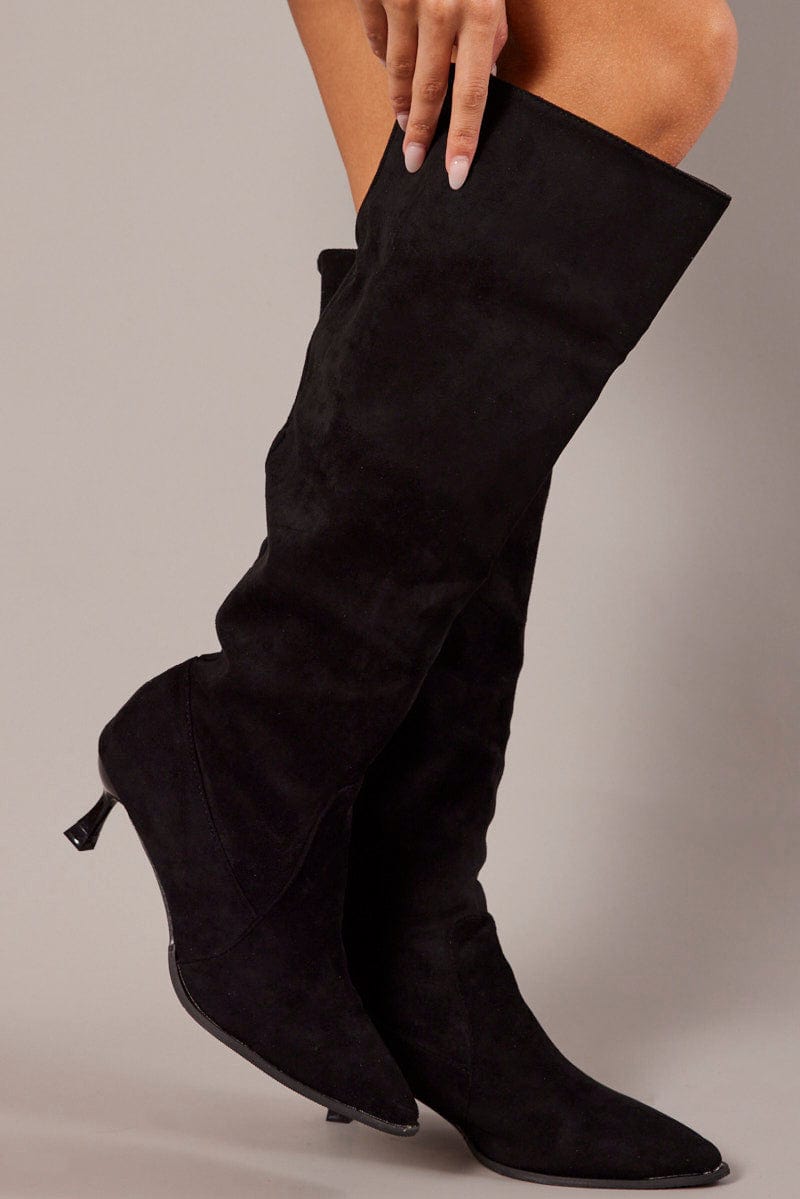 Black Heeled Knee High Boots for Ally Fashion