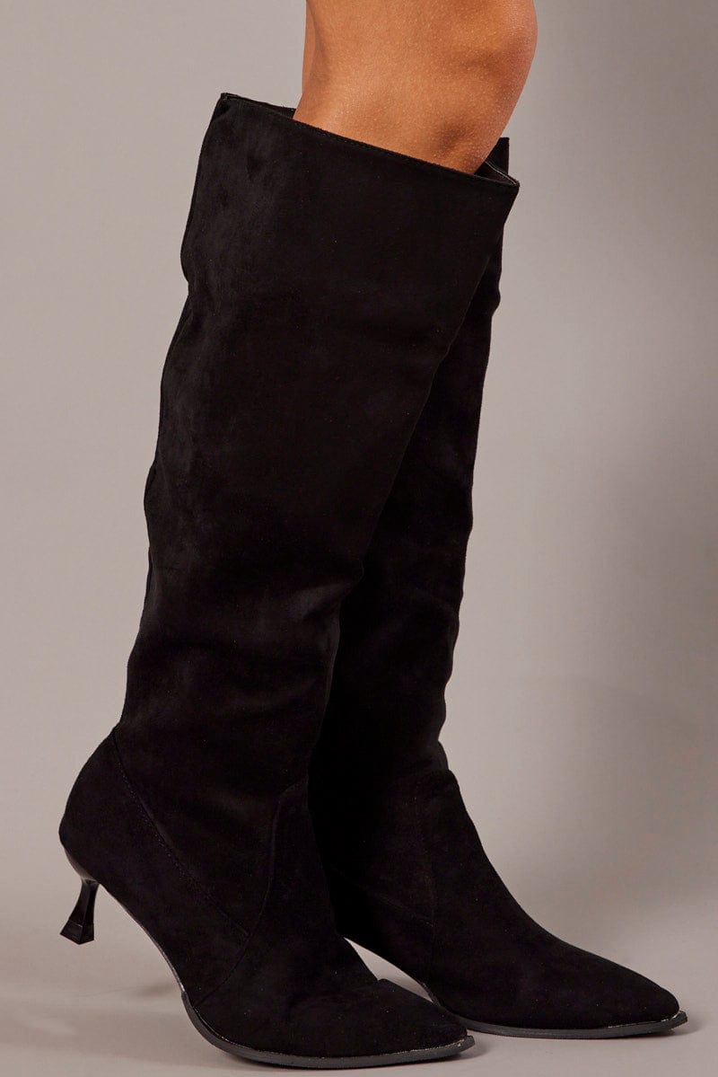 Black Heeled Knee High Boots for Ally Fashion