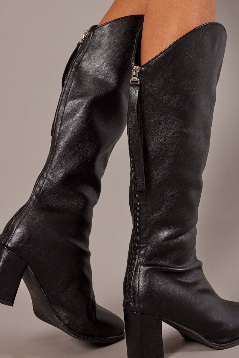 Black Heeled Knee Boots for Ally Fashion