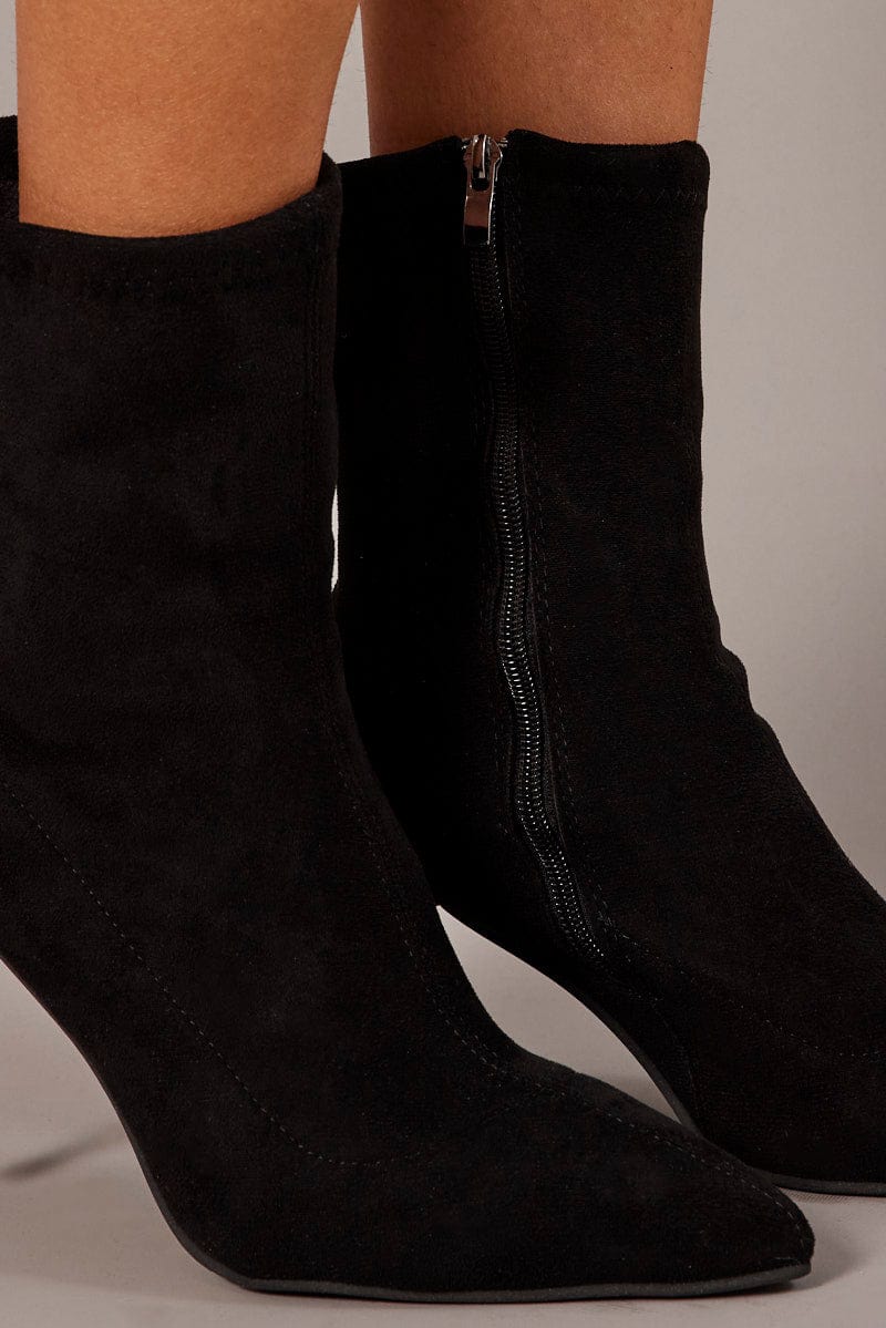 Black Heeled Sock Boots for Ally Fashion