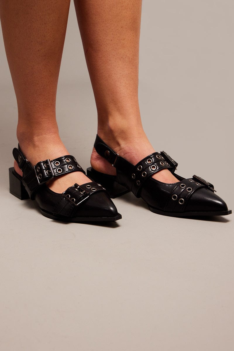 Black Eyelet-Detail Sandals from Ally Fashion