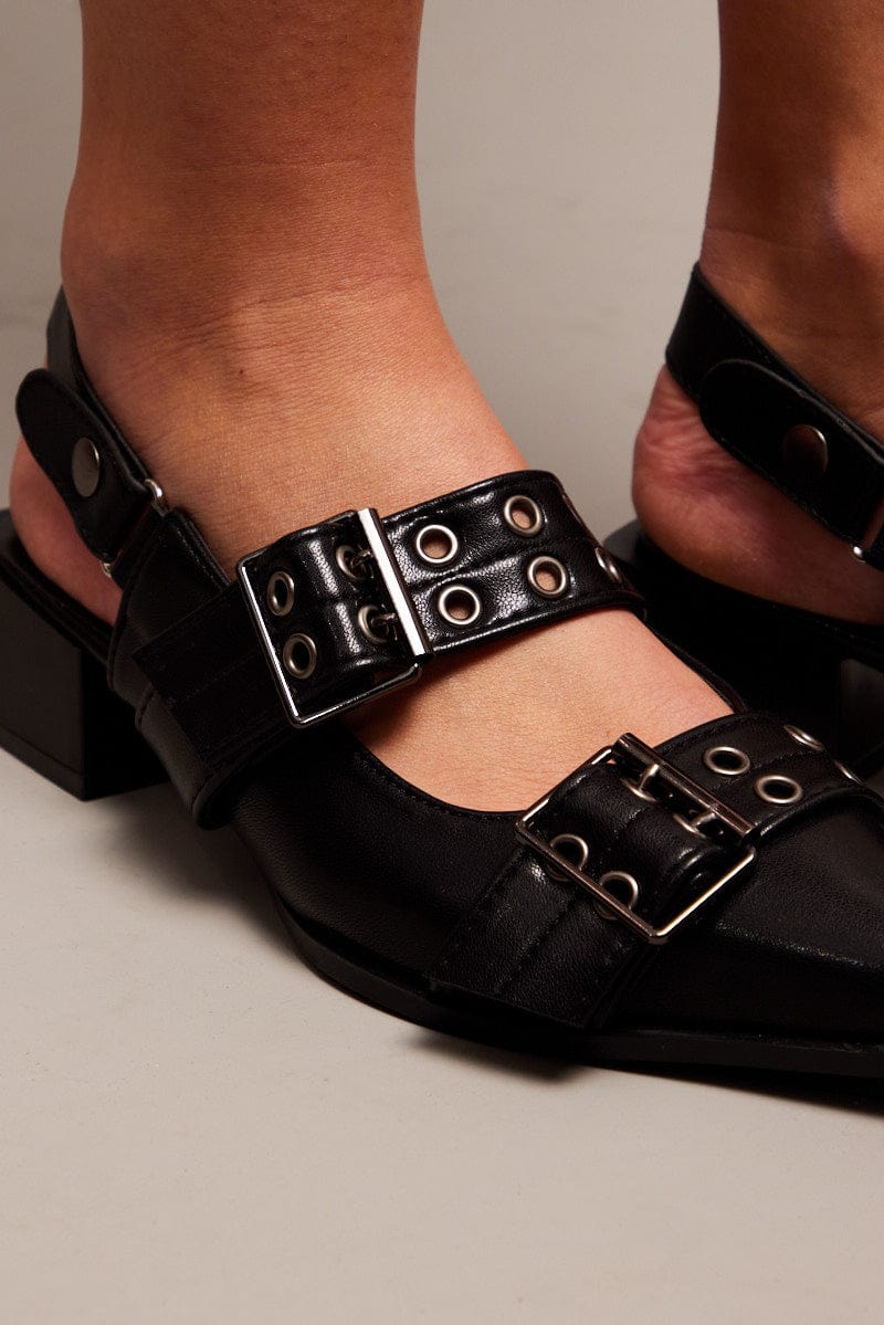 Black Eyelet Detail Sandals for Ally Fashion