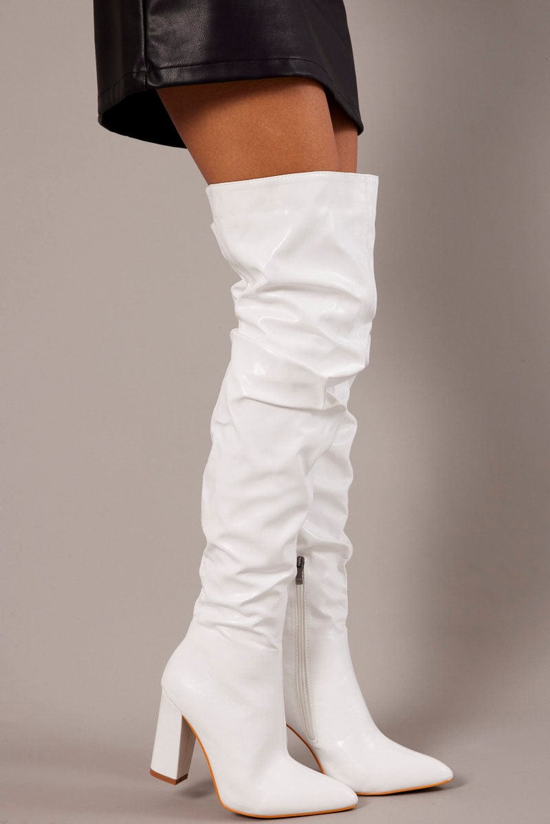 White Heeled Over The Knee Boots for Ally Fashion