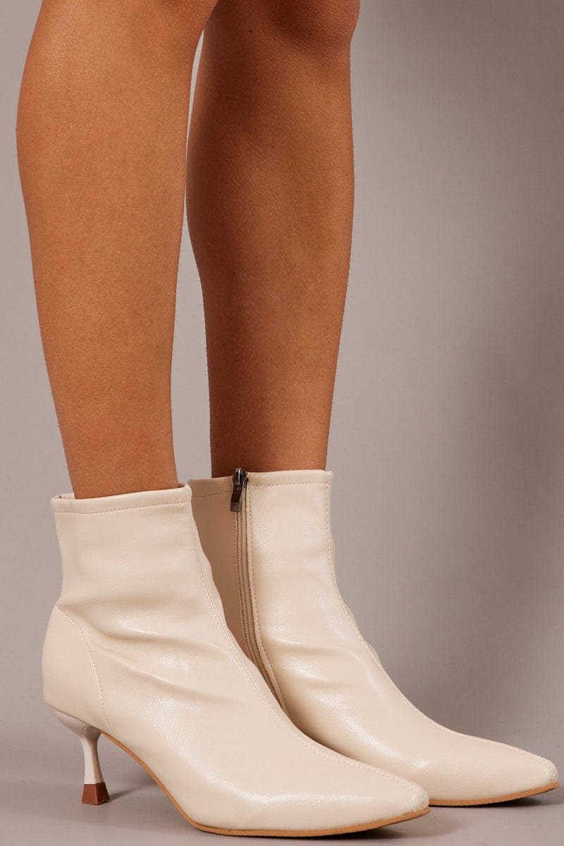 White Ankle Stiletto Boots for Ally Fashion