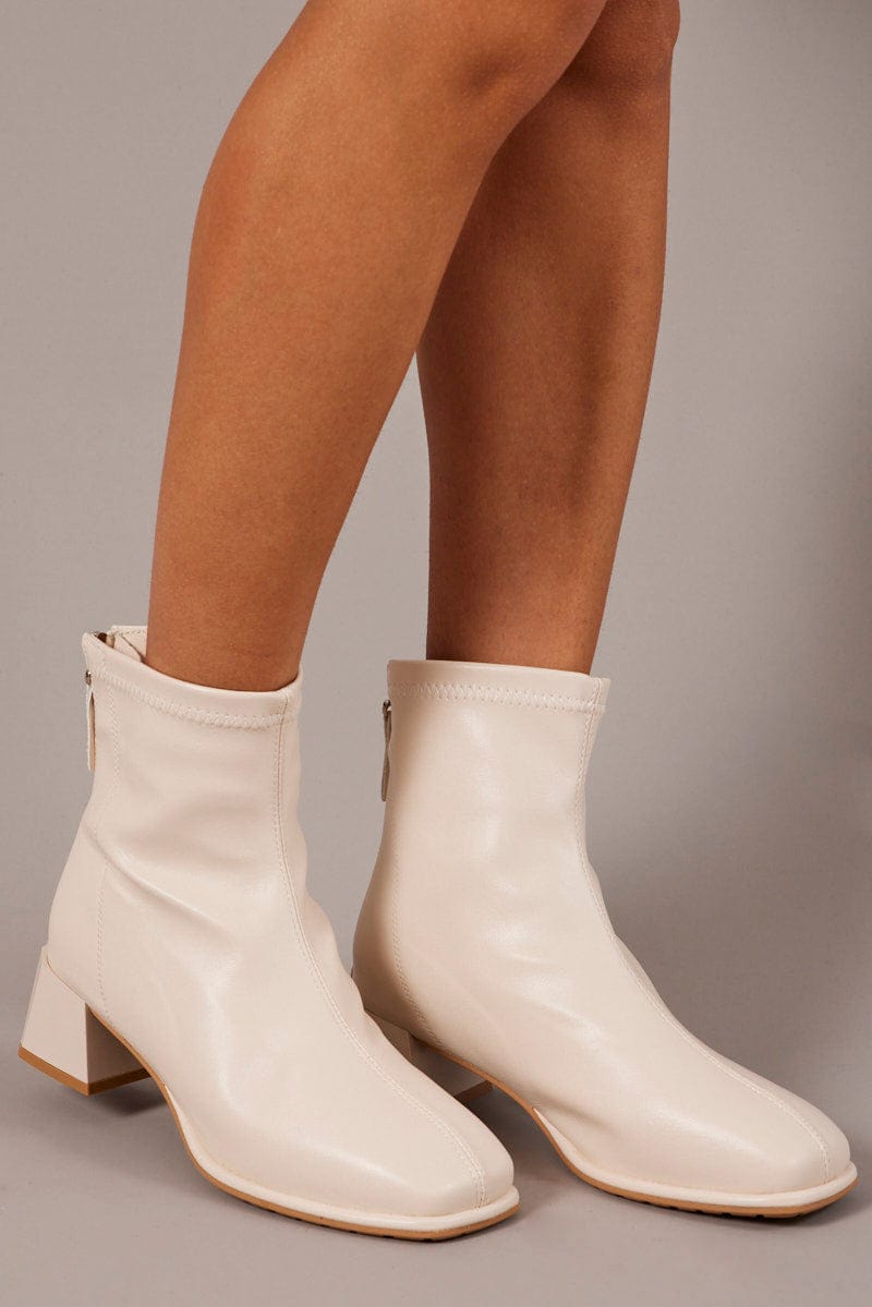White Ankle Boots Sock Boots for Ally Fashion