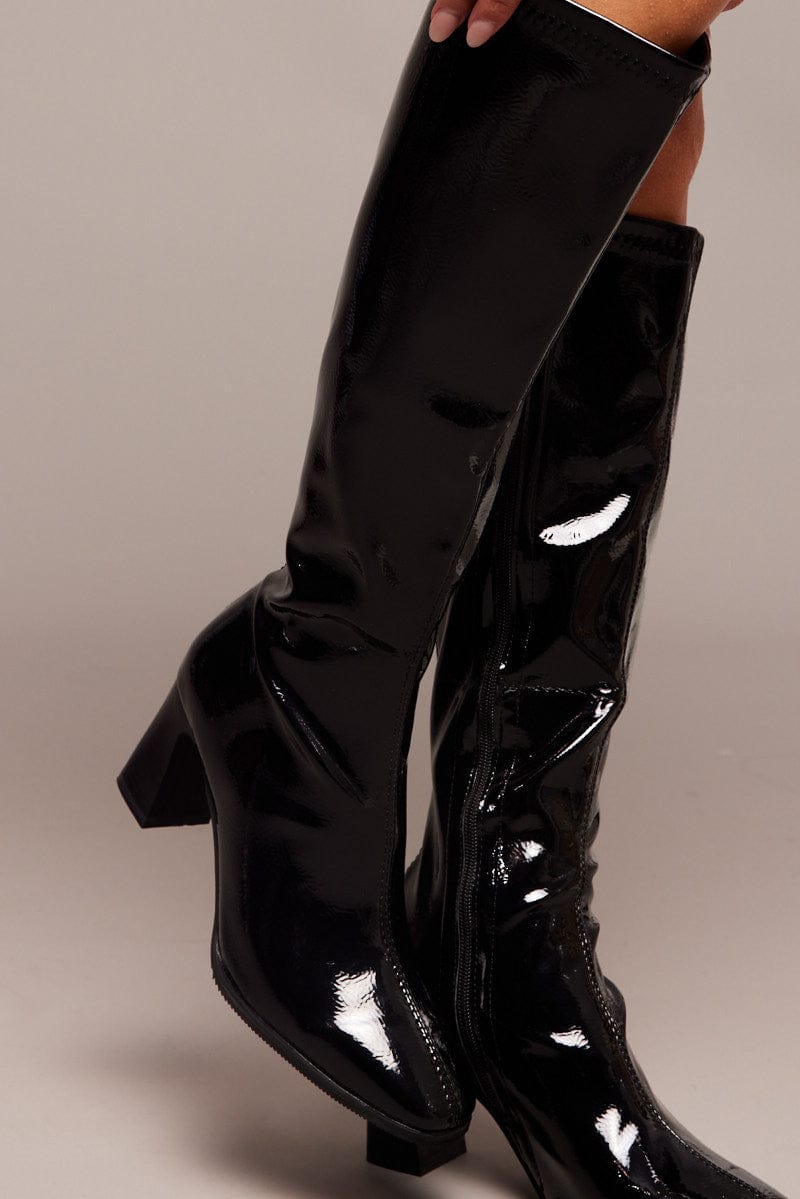 Black Heeled Knee High Boots for Ally Fashion