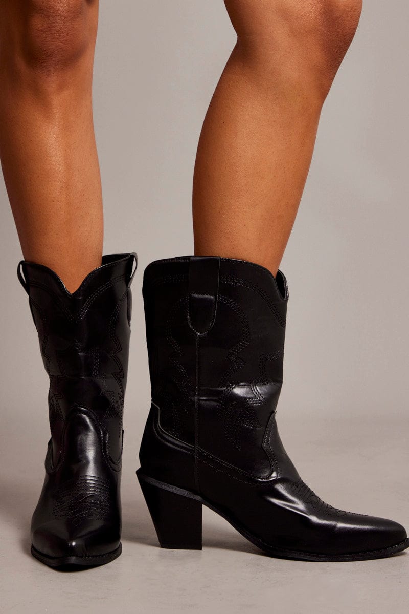 Black Western Ankle Boots for Ally Fashion