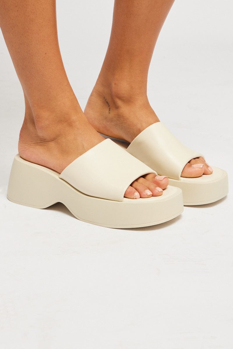 White Chunky Mule Sandals for Ally Fashion