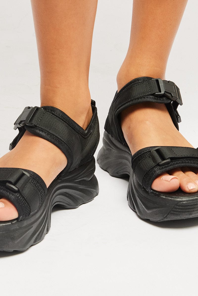 Black Platform Sports Sandals for Ally Fashion