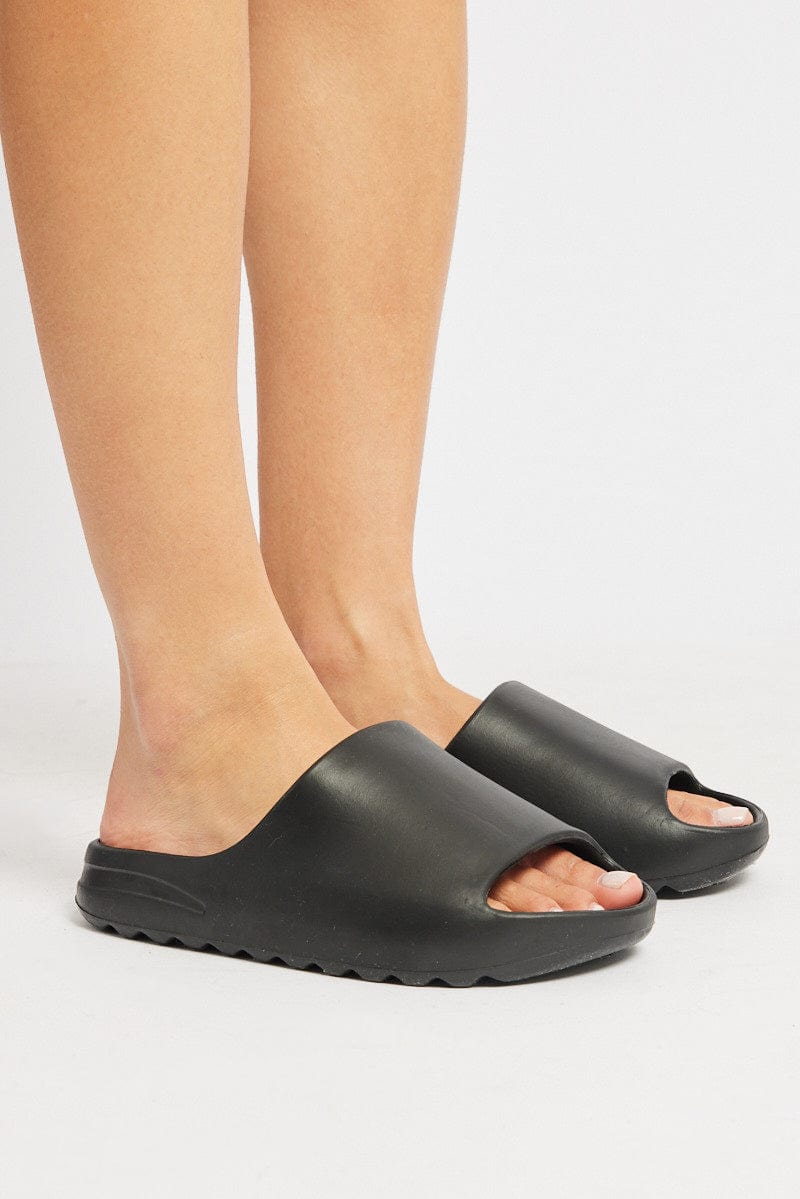 Black Chunky Moulded Slide for Ally Fashion